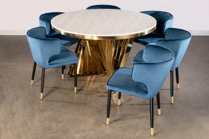 Kayla Upholstered Dining Chair in Blue Velvet