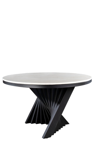 A69BLK-Waterfall Marble Top Dining Table in Black-PRE-ORDER