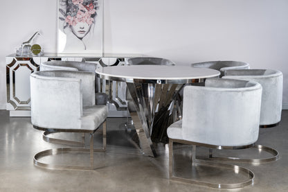 Waterfall Marble Top Chrome Dining Table