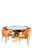 Round Waterfall Dining Set for 6 in Burnt Orange