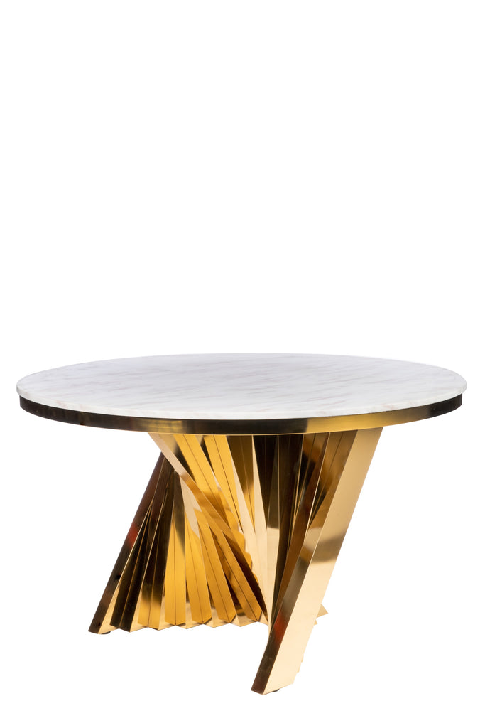 Waterfall Marble Top Round Dining Table in Gold Statements by J