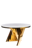A69G-Waterfall Marble Top Dining Table in Gold