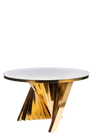 A69G-Waterfall Marble Top Dining Table in Gold