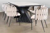 A70BLK-Black Waterfall Dining Set for 8 in Gray