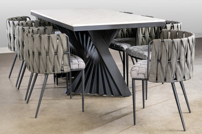 Waterfall Rectangular Marble Top 71" long Dining Table