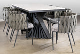 A70BLK-Black Waterfall Dining Set for 8 in Gray