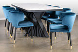 A70BLK-Black Waterfall Dining Set for 8 in Blue