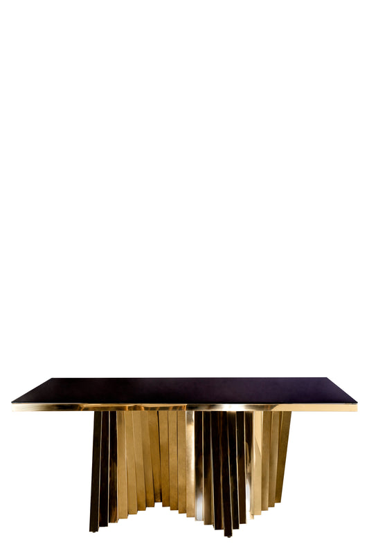 Waterfall Rectangular Glass Top Dining Table