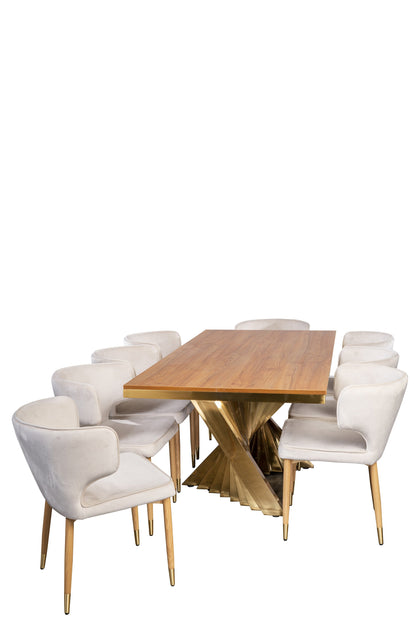 Waterfall Rectangular Wood Top Dining Table Set for 8