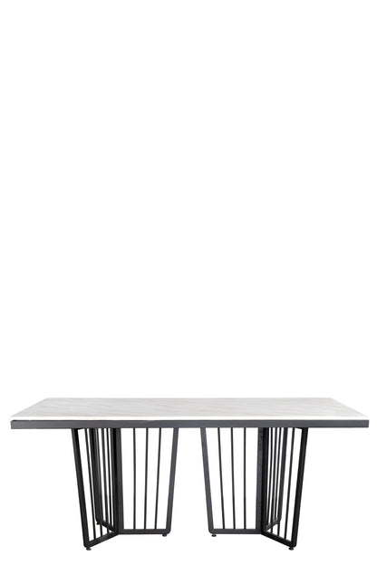 Derek Marble Top Black Dining Table for 6