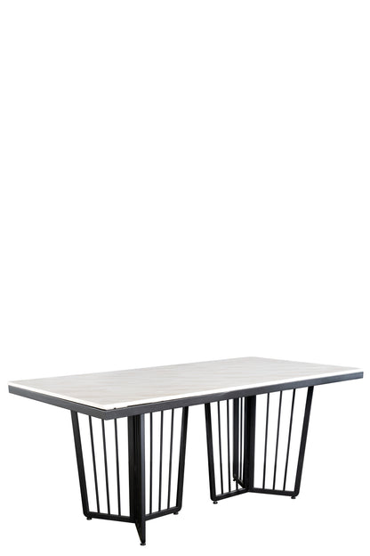 Derek Marble Top Black Dining Table for 6