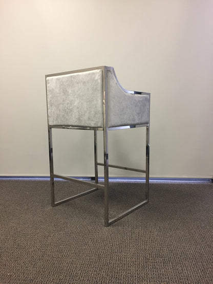 Erin Counter/Bar Chair with Silver Frame in Gray