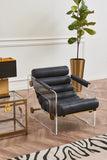 Bradley Black Leather and Acrylic Accent Chair
