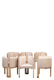 Balmain White Stone Top Oval Dining Table Set for 6