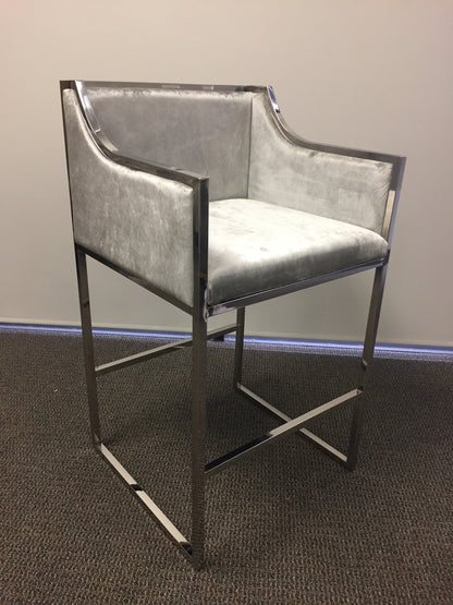 Erin Counter/Bar Chair with Silver Frame in Gray