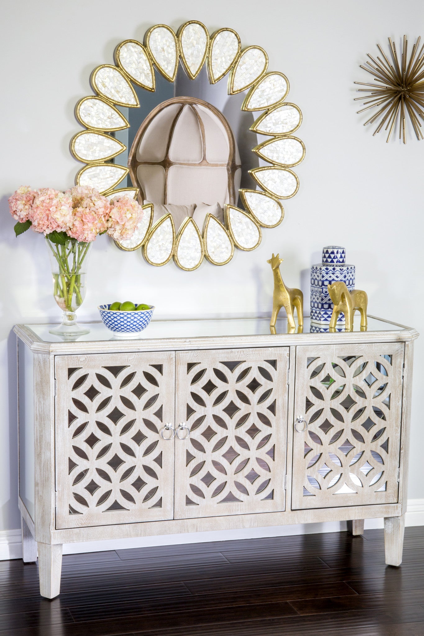mirrored beige buffet