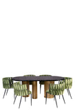 Balmain Black Marble Top Oval Dining Table Set for 6 in Green