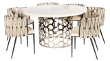 Laguna Dining Set for 6 with Off White and Black Chairs