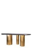 J104BLKG-MC110BLK-S6-Balmain Stone Top Oval Dining Table for 6 with Black Chairs
