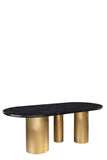 Balmain Black Marble Top Oval Dining Table Set for 6 in Green