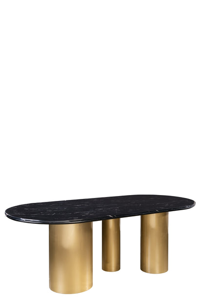 Balmain Black Marble Top Oval Dining Table for 6