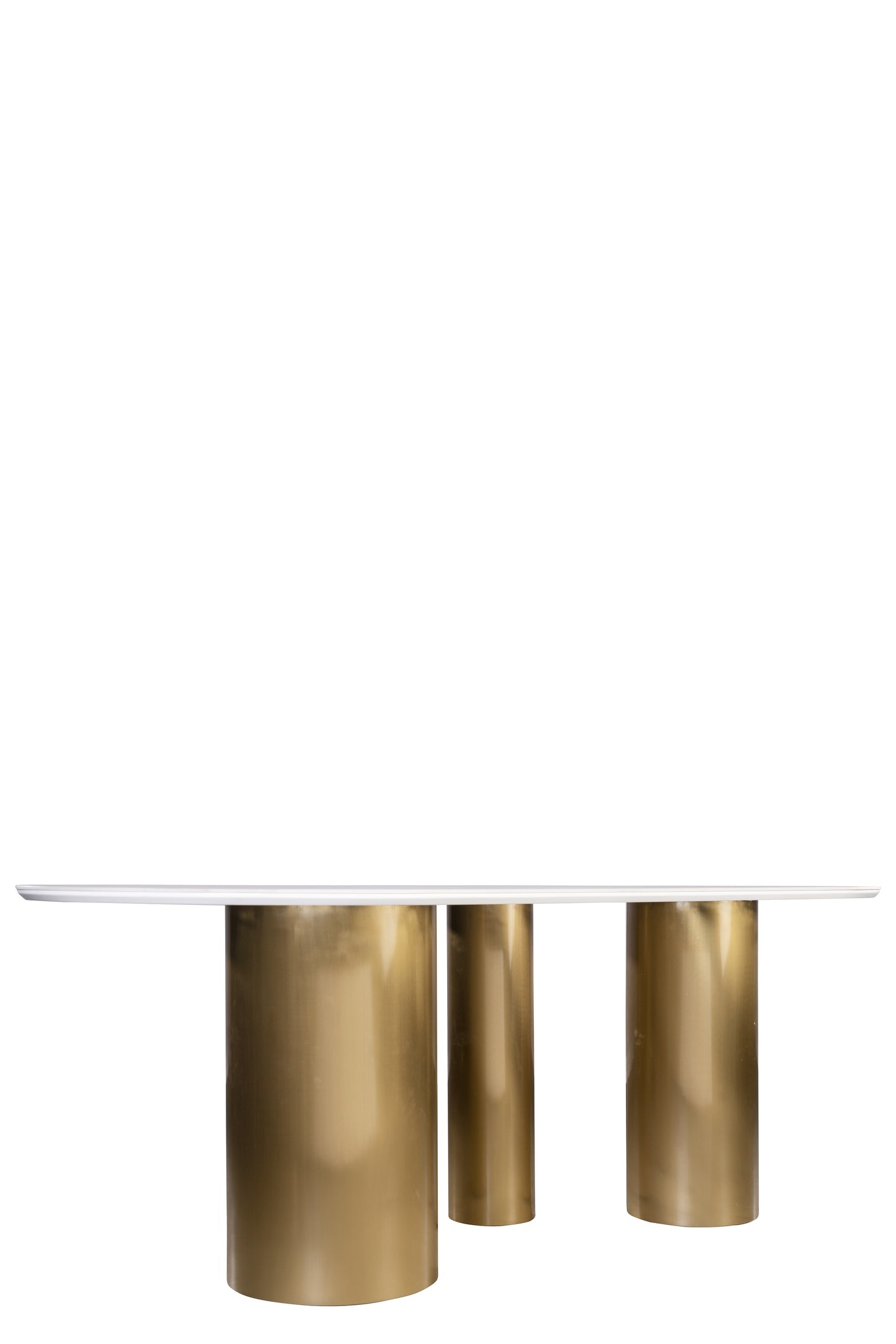 Balmain Stone Top Oval Dining Table for 6 in Gold and White