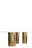 J-104SIN-G-Balmain Stone Top Oval Dining Table for 6 in Gold and White