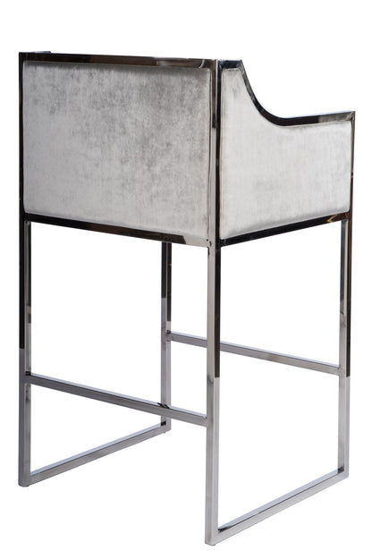 Erin Counter/Bar Chair with Silver Frame in Gray