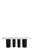 J-92BLK-Balmain 92" Marble Top Dining Table for 8 in Black and White