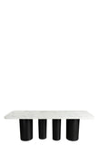 Balmain 92 inch Marble Top Dining Set with Gray Wood Chairs