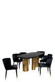 J104BLKG-MC110BLK-S6-Balmain Stone Top Oval Dining Table for 6 with Black Chairs