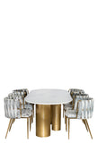 J104SING-1538DCGRYG-S6-Balmain Stone Top Oval Dining Table for 6 with Gray and Gold Chairs