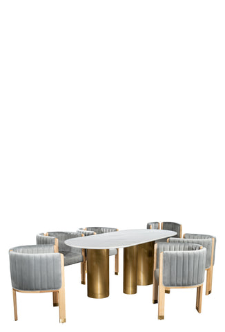 Oval Marble Dining Table, 6 Seater