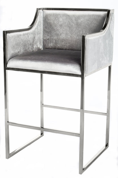 Erin Counter/Bar Chair with Silver Frame in Gray