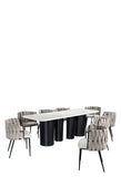 J-92BLK-Balmain 92" Marble Top Dining Table for 8 in Black and White