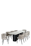 Balmain 92" Marble Top Dining Set with Off White Chairs