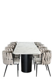 Balmain 92" Marble Top Dining Set with Off White Chairs