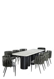Balmain 92 inch Marble Top Dining Set with Gray Chairs