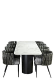 Balmain 92" Marble Top Dining Table for 8 in Black and White
