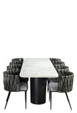 Balmain 92 inch Marble Top Dining Set with Gray Chairs