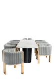Balmain 92 inch Marble Top Dining Set with Gray Wood Chairs