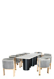 Balmain 92 inch Marble Top Dining Set with Gray Wood Chairs