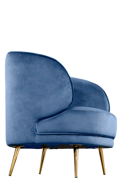 blue upholstered living room chair 
