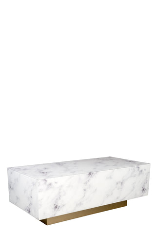 MF191104-WG-Lyla Block Faux Marble Coffee Table in White and gold
