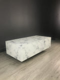 MF191104-WG-Lyla Block Faux Marble Coffee Table in White and gold