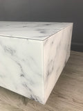 MF191104-WG-Lyla Block Faux Marble Coffee Table in White and gold