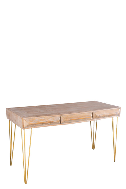 wood and gold desk