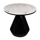 SK1972BLK-Gigi Marble Top Indoor Outdoor Bistro Table in Black