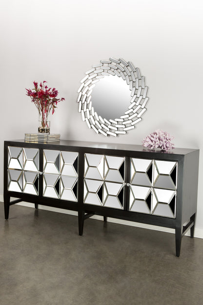 Spike Mirrored Black Sideboard