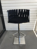 1610BLK-S-Milano Adjustable Swivel Bar /Counter Chair in Silver and Black